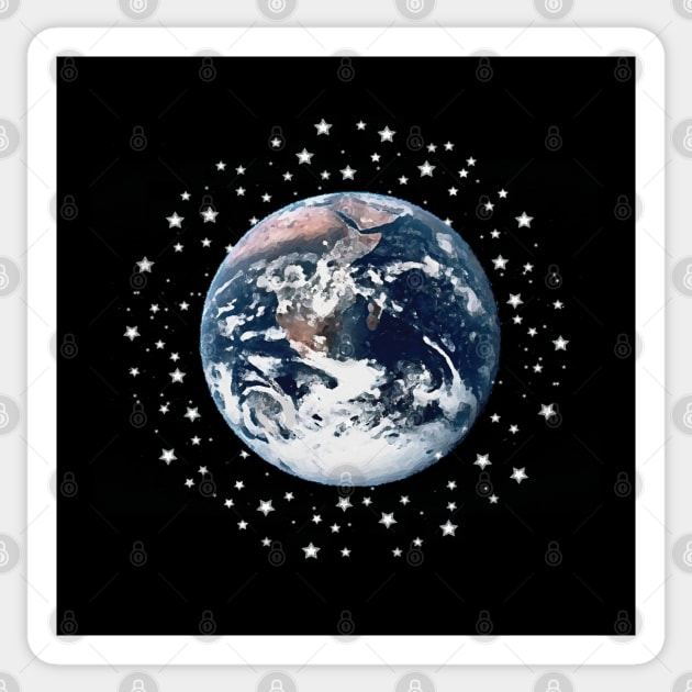 The Earth set amid innumerable stars Sticker by wanungara